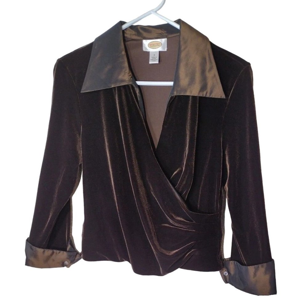 Talbots Top Womens 8 Faux Wrap